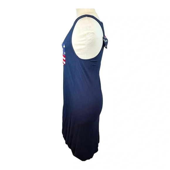 FIRST LOOK AMERICAN FLAG SLEEVELESS JERSEY TANK DRESS OR TUNIC TOP SIZE SMALL - Picture 4 of 9